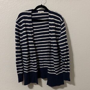 Madewell Wool Blend Navy and White Striped Cardigan
